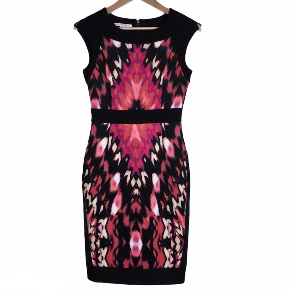 Maggy London Black & Pink Abstract Sheath Dress